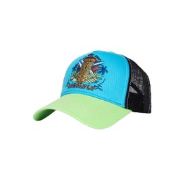 King Kerosin Honolulu Men's Trucker Cap Mesh Cap Honolulu Hawaii Tiki Embroidery Stitching Retro Vintage Tropical Snapback Surfer Cap Honolulu, turquoise