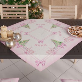 PETTI Artigiani italiani - Christmas Table Topper Kitchen Table Decoration Christmas Table Runner 90 x 90 cm Dwarf Gnome Pink 100% Made in Itay