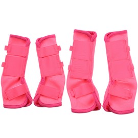 Leberna Horse Fly Boots Set of 4 - Breathable Comfy Mesh Horse Leggings Reduce Stomping, Hoof Stress, and Leg Fatigue (Pink, Cob)