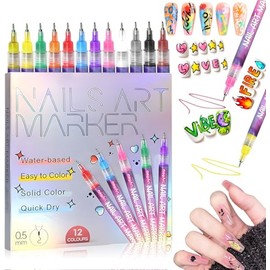 12 Colors Nail Art Pens Set,Fine Tips 3d Nail Art Pens 3d Quick-Dry 0.5mm Nail Polish Pens,Diy Nail Art Marker Graffiti Dotting Pen For Nails Art Design Manicure Nail Diy Decoration
