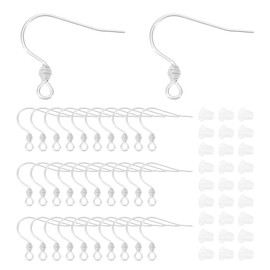 UNICRAFTALE 100 Sets Silver 304 Stainless Steel Earring Hooks French Ear Hooks DIY Earring Accessories Hypoallergenic Ear Hooks Blank for Earring Craft Jewellery Making Pen 0.8 mm