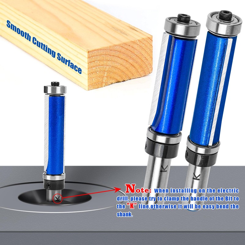 NICAVKIT Top and Bottom Bearing Flush Trim Router Bit 1/2