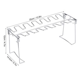 HERCHR Chicken Wing Rack, 14 Slots Chicken Leg Grill Stand, Pack of 2 Chicken Leg Racks Steel Chicken Wing Rack for Smoker Grill Accessories Chicken Wing BBQ Racks for Grill