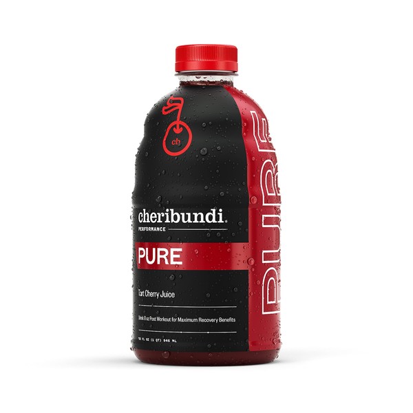Cheribundi PURE Tart Cherry Juice - 100% Pure , No Sugar added - Pro Athlete Post Workout Recovery - Fight Inflammation and Support Muscle Recovery Drinks for Runners, Cyclists and Athletes - 32 oz (Pack of 6)