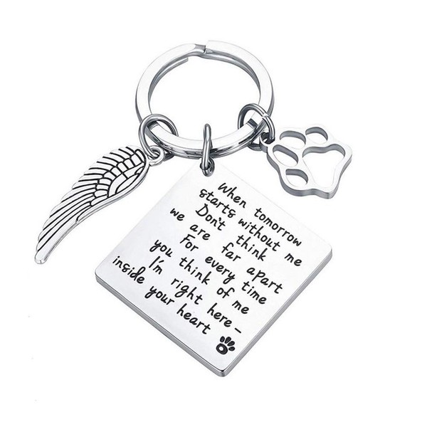 Memorial Keychain with Paw Charm, Keyring for Pets with Paw