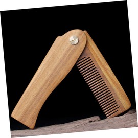 Baluue 1set Folding Wooden Hair Comb Case Portable Beard Accessory for Travel and Home Use Ergonomic Design Lightweight Green Sandalwood Folding Pocket Comb