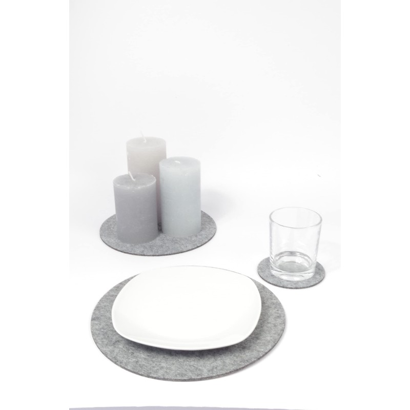 Round Place Mat Felt Coaster in 35 cm, Bordeaux (HF003)