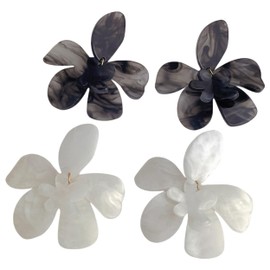 SINIDE Acrylic Earrings for Women, Resin Leaf Drop Dangle Earrings Bohemian Fashion Jewelry for Mom Friends Gifts Tiered Petal Flower Line Earring for Wedding Travel Photography (2 Pairs)