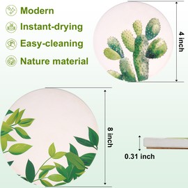6 Pack 4 Inch Ceramic Plant Saucer with Holder, Pot Tray with Cork Backing 4/8 Inch for Indoors, Absorbent Plant Drip & Drainage Tray for Indoor Flower Pots