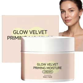 Glow Velvet Priming Moisture Cream,Pore Blurring&Gripping Primer for Face Before Makeup,Hydrating Korean Skincare Foundation Primer for Mature Skin&Large Pores,Creates Perfect Base Makeup,Nourishing