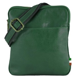 modamoda de - T256 Italian Leather Shoulder Bag Messenger Bag Small, Bottle Green