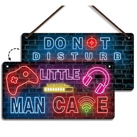 Fun-Plus Little Man Cave Sign, Game Room Decor for Boys, Gaming Room Wall Décor, Gamer's Room Must Have, Do Not Disturb Gaming is in Progress