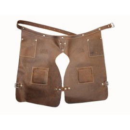 USA Pro Tools Premium Leather Leg Chap for Work – Durable Protective Gear for Outdoor Jobs, Welding, Construction, and Carpentry – Adjustable Fit, Heavy-Duty, Comfortable