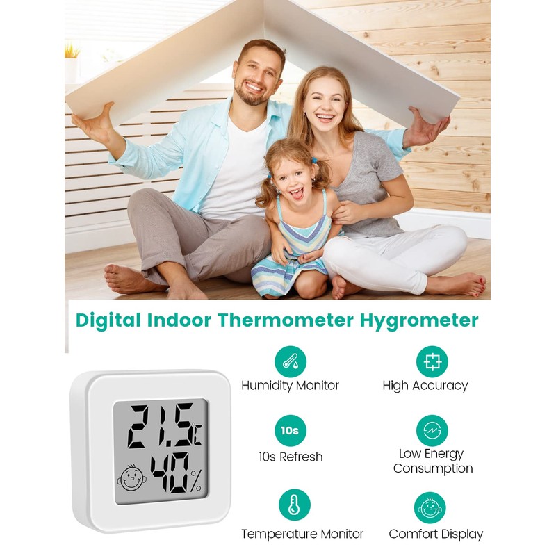 Mini Digital Thermometer Hygrometer Indoor Thermo-Hygrometer Moisture Meter (White-1 Piece)