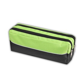 Arpan X-Large Size Double Zip Fabric Pencil Case - Ideal for School/College/Uni.- Make Up x 1 (Lime Green)