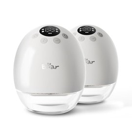 Bear Breast Pump Hands Free Wearable Breast Feeding Pump with 4 Modes & 9 Levels, Electric Breast Pump Ideal Rhythm for More Milk, Double Fit Flange More Fit & Discreet, (2 Packs, White)