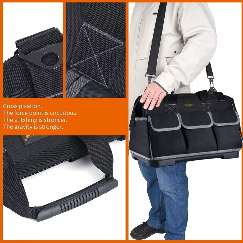 FASTECH 22-inch Wide Mouth Tool Bag with Water Proof Molded