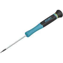 HAZET Electronic Screwdriver 811EL-03, SW 0.5 x 3 mm Slot Profile, for Smallest Screws, Rotating Centring Button, Secure Hold Thanks to Wide Grip Grooves