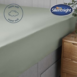 Silentnight Supersoft Double Fitted Sheet - Sage Green Deep Fitted Bed Sheets with Elasticated Hems and Non Iron Fabric - Machine Washable and Hypoallergenic - Double 140 x 190cm - Sage Green