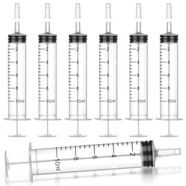 12Pack 10mL Syringes without Needle - Individually Wrapped, with Cap for Liquid, Measuring, Ink Refilling, Oil, Liquids Glue Applicator