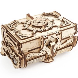 UGEARS 3D Wooden Puzzles Box - 3D Puzzle Antique Wooden Box Wooden Model Kits for Adults - Laser-Cut Mechanical Model Construction Kit