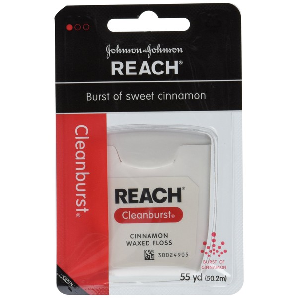 Reach Johnson and Clean Burst Waxed Floss, Cinnamon, 6 Count