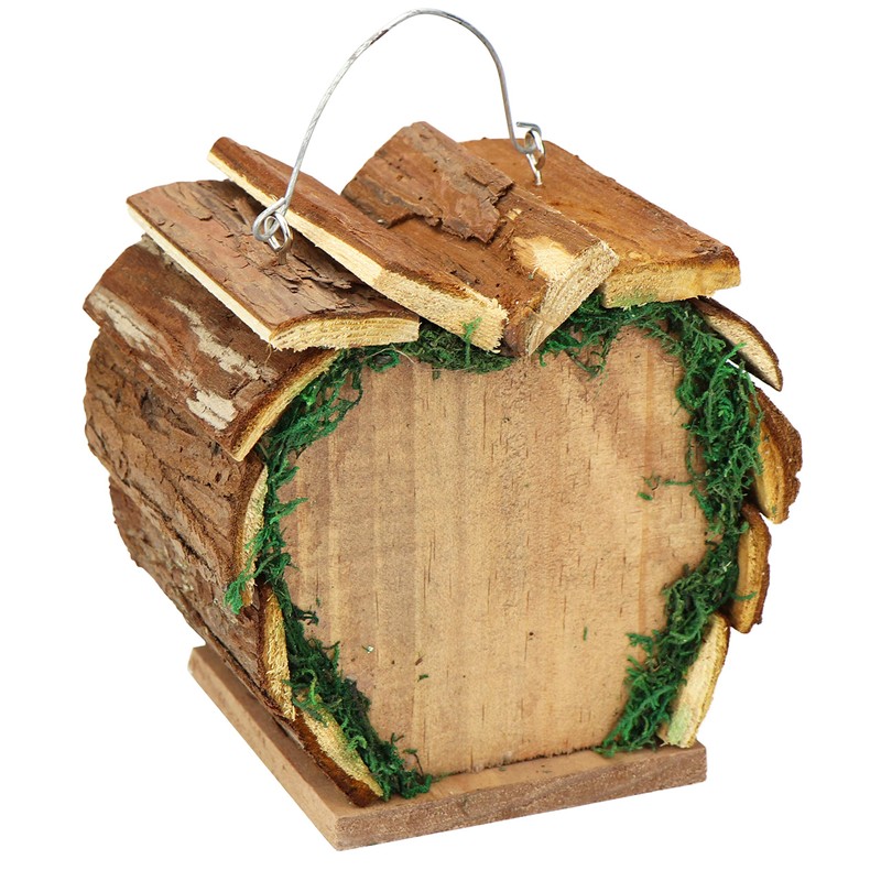 com-four® Wooden Hanging Nesting Box, Heart Shaped Bird House for