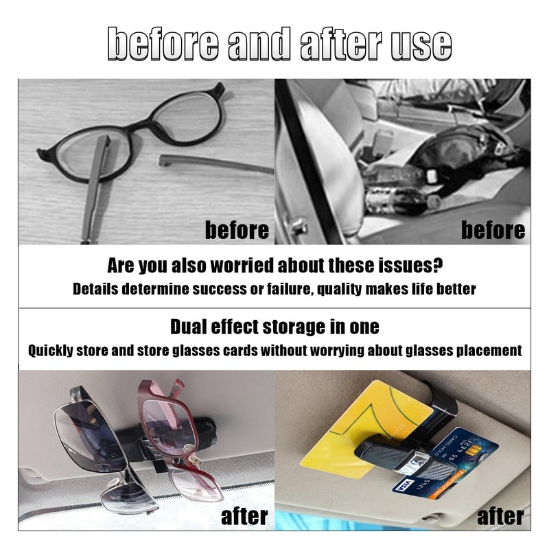 2PCS Glasses Holders for Car Sun Visor, Glasses Clip Organizer,