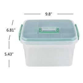 Lesbin Clear First Aid Box Organizer 2 Layers with Compartments, Plastic Handle Storage Box
