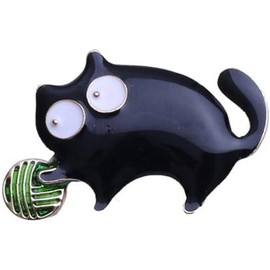 chenxiaonan Cute Black Cat Playing Ball Brooch Pin Cat Alloy Enamel Pin Cartoon Animal Badge Pin Casual Brooch Pins Creative Kitten Pin for Clothes Bag Decor, Metal