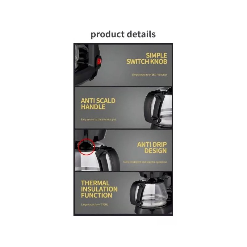 Sokany Cafetera Goteo Estilo Europeo Sokany 750 Ml