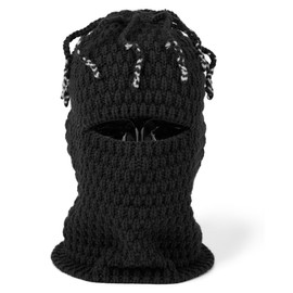 CLAPE Winter Knitted Warm Balaclava, Funny Unique Dreadlock Tassel Ski Mask Outdoor Sports Full Face Cover Headwear