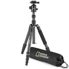 National Geographic Travel Photo Tripod Kit with Monopod, Carbon Fibre, 5-Section Legs, Twist Locks, Load up 8kg, Carrying Bag, Ball Head, Quick Release, NGTR004TCF (NGR004TCF)