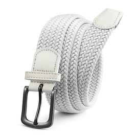 CHAOREN Men's Elastic Belt, Braided Belt Without Holes, Robust Construction and Easy to Move, 35 mm, White
