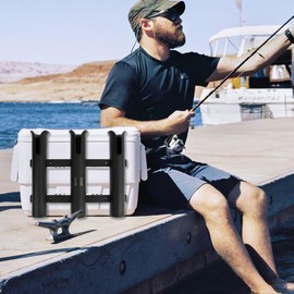 3 Compartment Fishing Rods Boat Rod Holder with 4 Piece Mounting Screws for Vertical Mounted Yachts or Boats (Black)