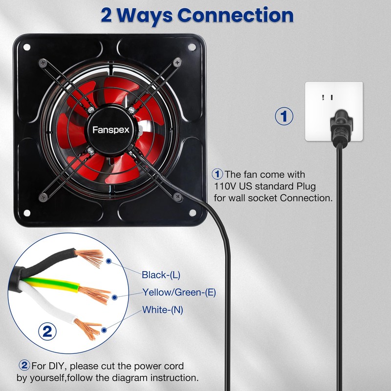 Fanspex 10" High Velocity Exhaust Fan for Kitchen, 1020 CFM