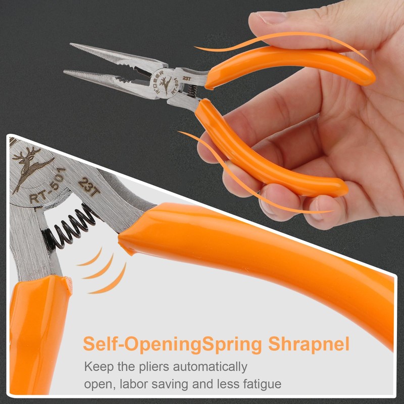 Rongon 4Pack-Spring Loaded Thin Needle Nose 5" Pliers Small Pliers