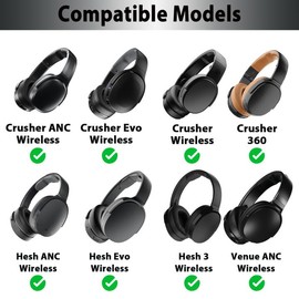 Adhiper Replacement Earpads for Skullcandy Crusher Wireless/ANC/Evo/360 &Hesh 3/ANC/Evo&Venue ANC,Breathable Fabric Ear Cushion,Durable Headphone Earpads, Wear Comfortable Headphone Pads（Brown）