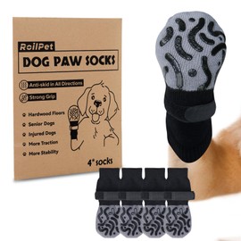 Roilpet Double Sides Non-Slip Dog Socks to Prevent Licking Paws - Strong Traction for Hardwood Floors, Senior Dogs, Paw Protector, Dog Socks with Grippers - Black