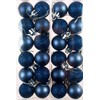 Set Of 24 Mini Christmas Navy Blue Glitter Tree Baubles