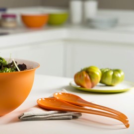 Omada Linea Sanaliving Salad Servers with Integrated Antimicrobial Agents to Prevent Bacteria and Fungi. Ideal for Salad, Pasta, Viola Colour