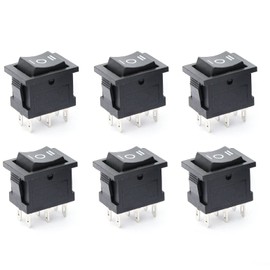 6PCS Boat Rocker Switch AC 6A/250V 10A/125V 6 Pin DPDT On/Off/On 21X15Mm Power Switches