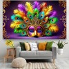 BlissYard Purple Mardi Gras Backdrop Masquerade Party Decorations Banner Mardigras