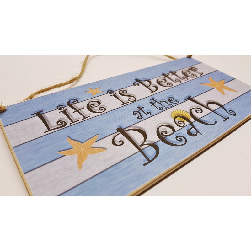 HmHome Wooden Seaside Plaque Life is better at the beach