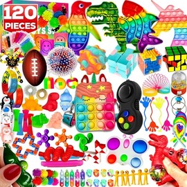 Paquete de 120 piezas de juguetes para inquietos, juego de regalos de fiesta sensoriales Pop para niños, adultos, niños, niñas, relleno de calcetines, para autistas, a granel, relleno de bolsas de