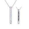 WINNICACA Vertical Bar Necklace 925 Sterling Silver White Opal Faith