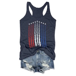 We The People American Flag Tank Tops Women 4th of July Shirts Sleeveless USA Graphic Patriotic Tees (Navy Blue-1,XL)