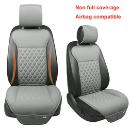 Black Panther 1 Pair Luxury Car Seat Covers Protectors, Universal Anti-Slip Driver Seat Cover with Partial Backrest Coverage (Middle Part Only), Diamond Pattern, Compatible with 95% Cars (Grey)