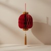 4 Piece Traditional Chinese Red Paper Honeycomb Lanterns with Gold