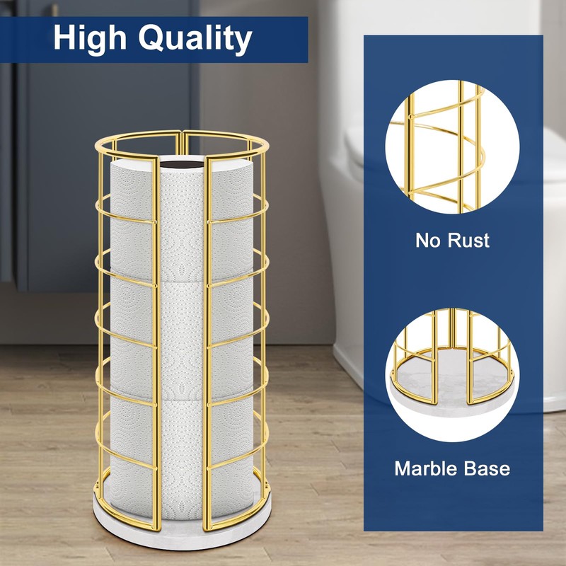 NearMoon Toilet Paper Organizer Stand, Free Standing 3 Rolls Tissue